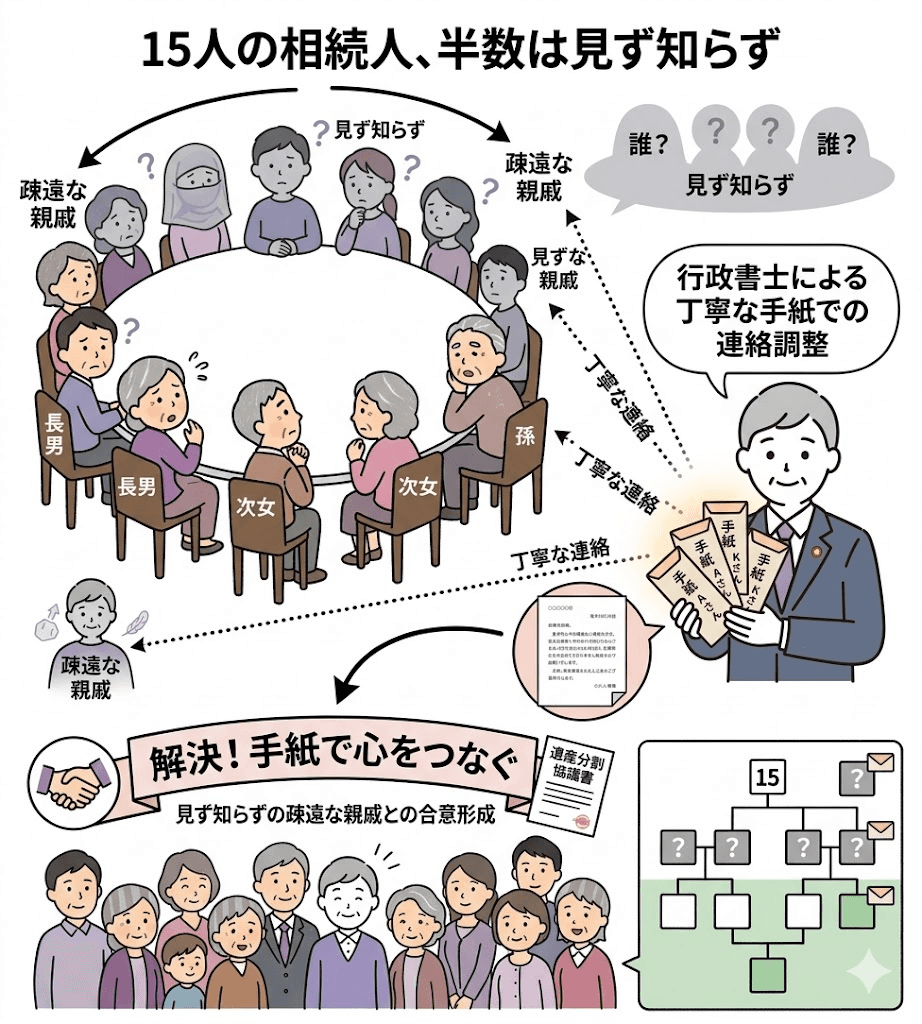 面識のない相続人15人