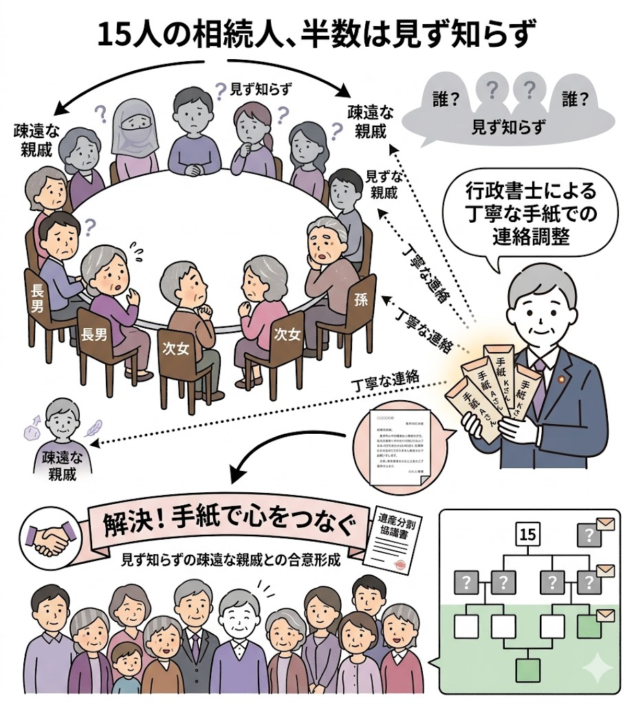 面識のない相続人15人